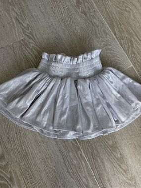 Lola + The Boys Metallic Silver Tiered Skater Skirt